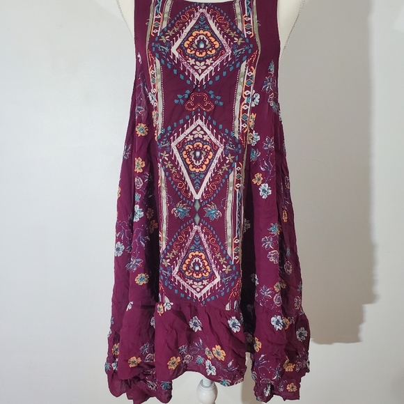 Free People Annka Boarder Slip Dress Black Multi Boho Size Med - Picture 10 of 12